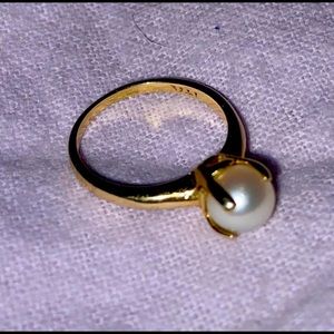 Pearl ring 14k real gold